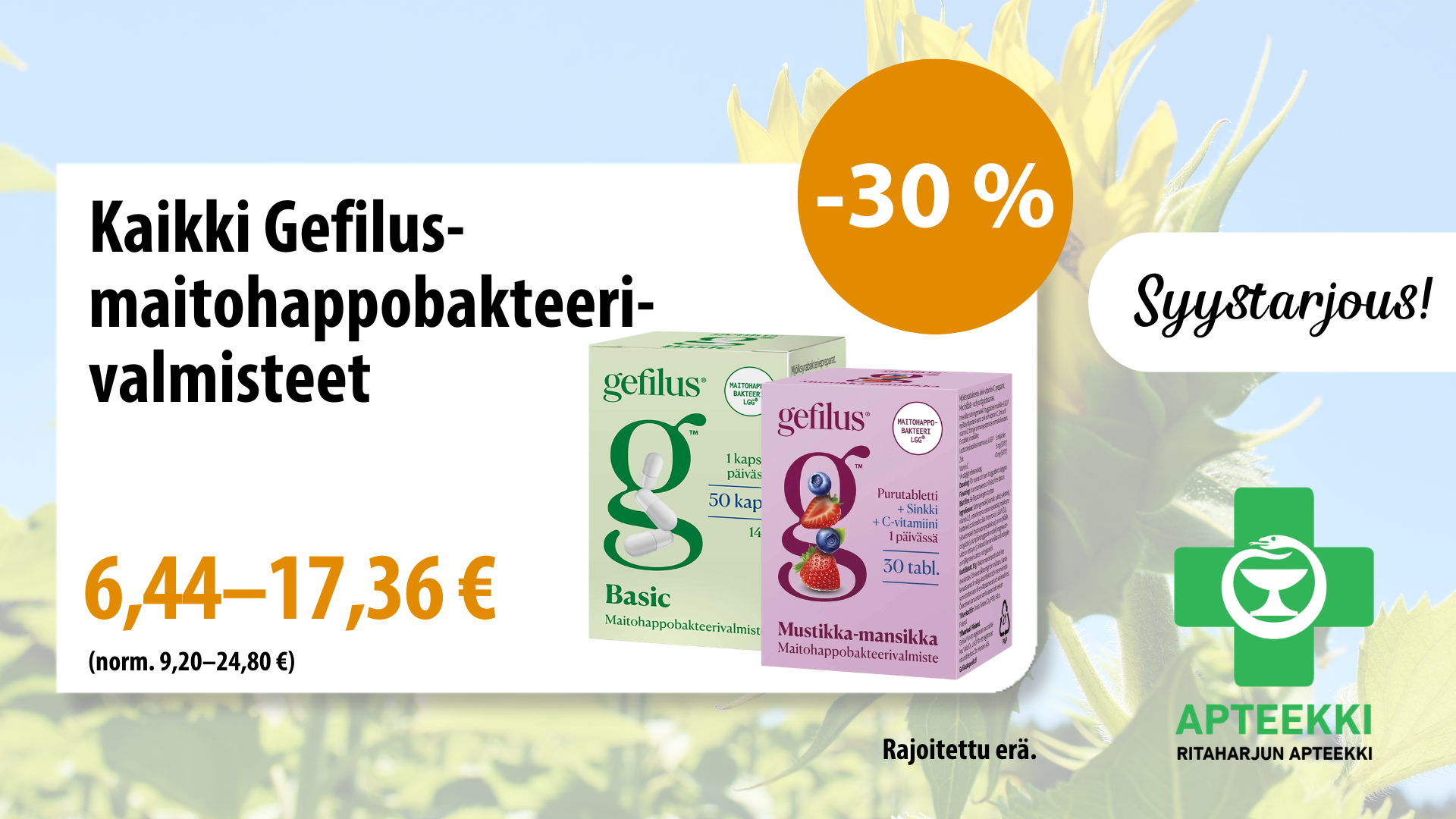 Gefilus Maitohappobakteerivalmisteet