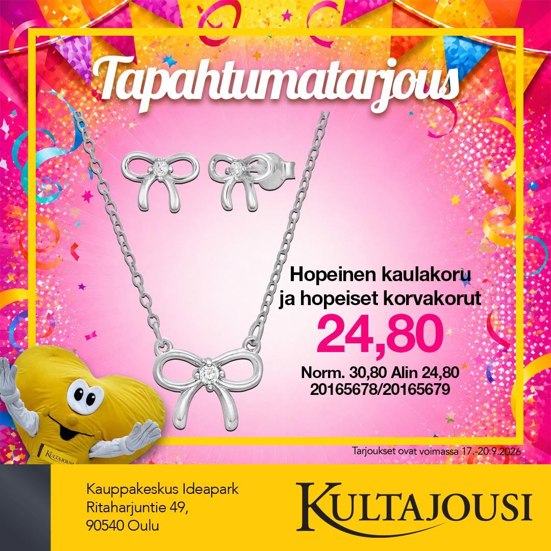 Hopea kaulakoru ja korvakorut