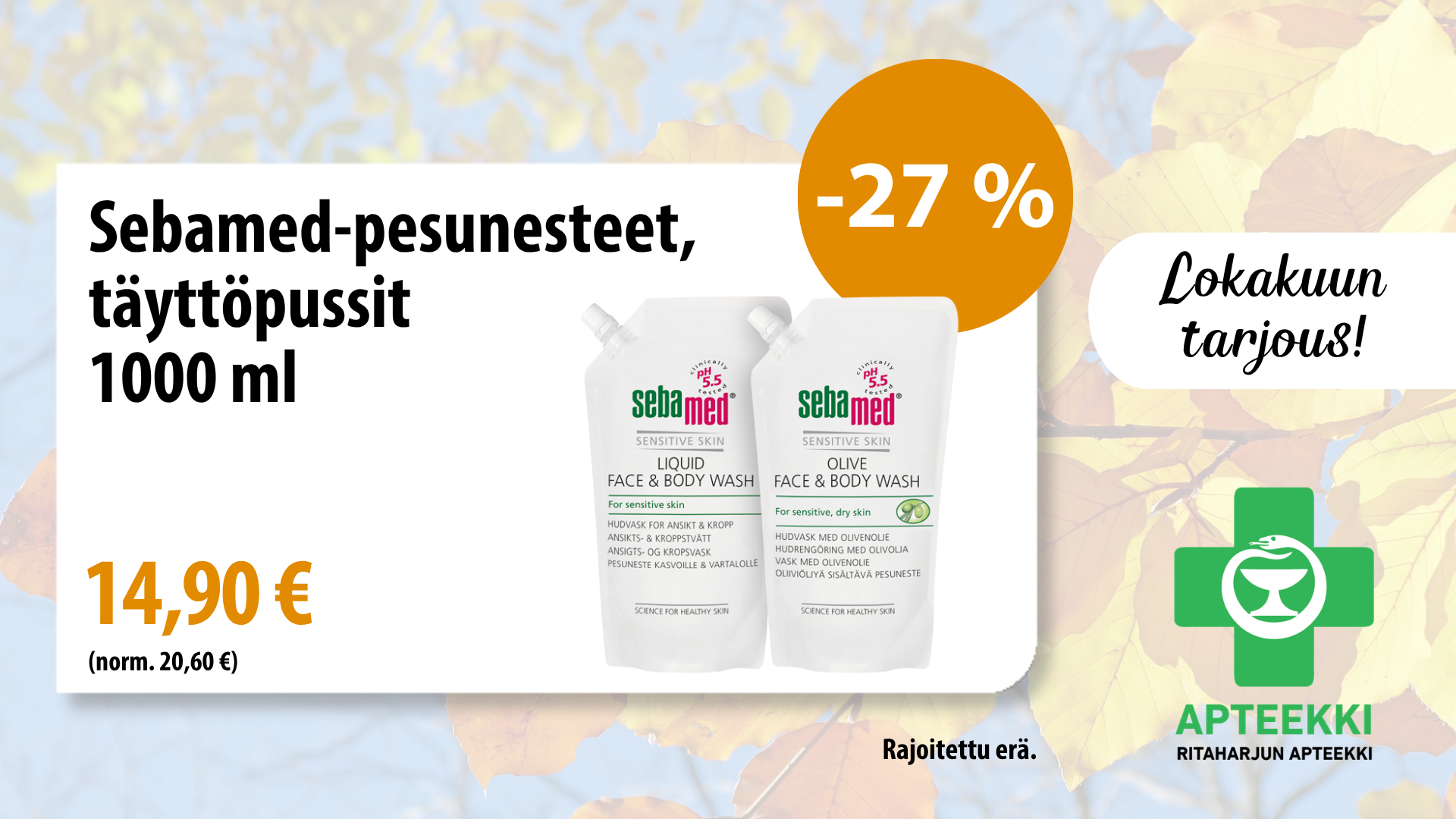 Sebamed täyttöpussit 1000 ml