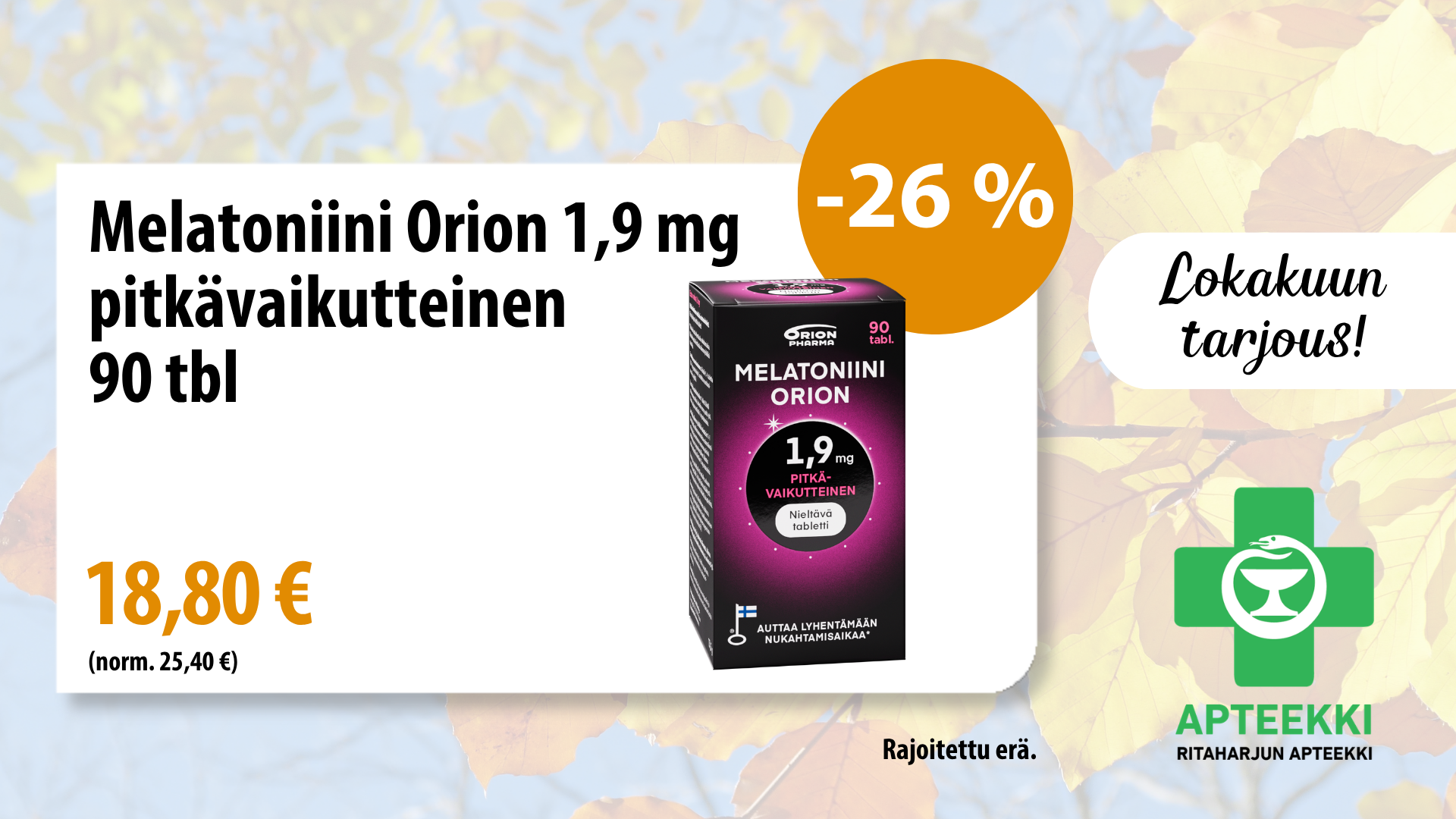 Melatoniini Orion 1,9mg 90 tbl